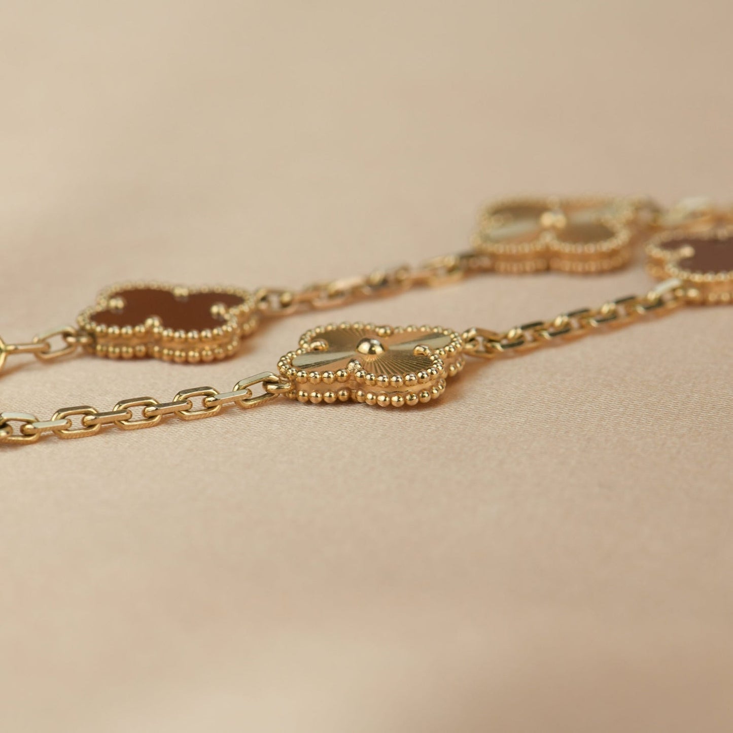 [Pearl Jewelrys]CLOVER  5 MOTIFS CARNELIAN GOLD BRACELET