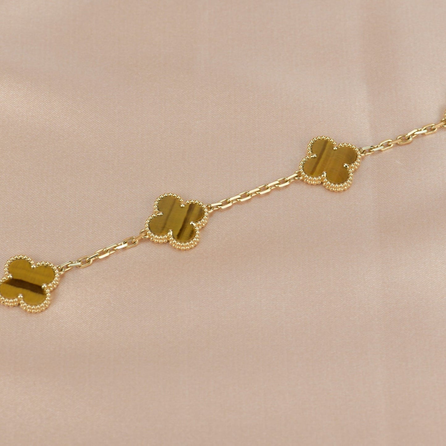 [Pearl Jewelrys]CLOVER  5 MOTIFS TIGER EYE BRACELET