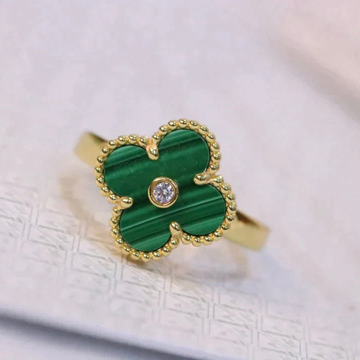 [Pearl Jewelrys]CLOVER MALACHITE RING GOLD DIAMOND