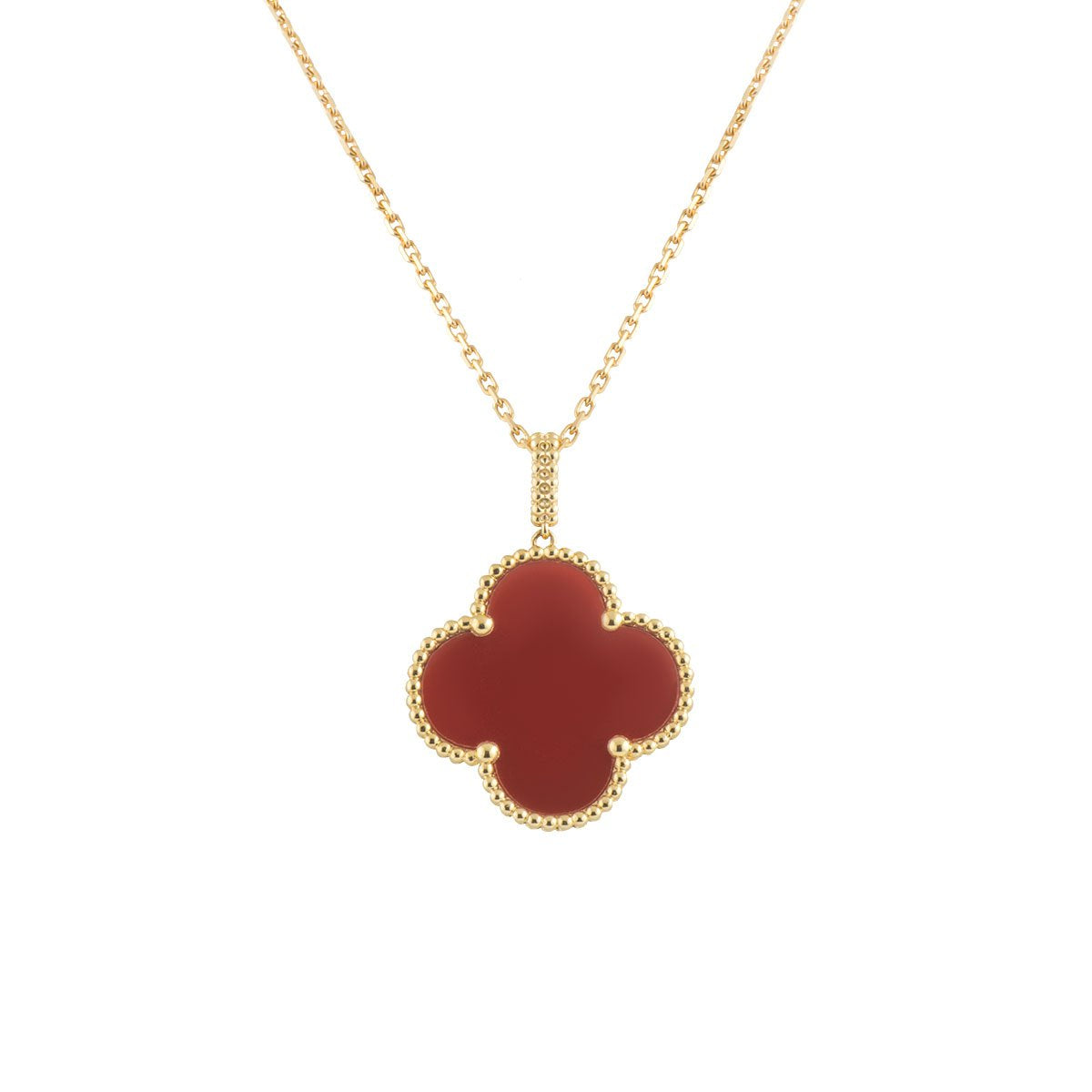 [Pearl Jewelrys]CLOVER 25MM NECKLACE GOLD CARNELIAN
