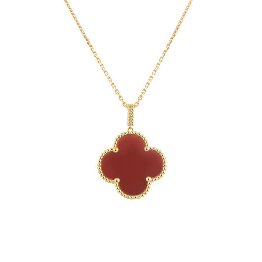 [Pearl Jewelrys]CLOVER 25MM NECKLACE GOLD CARNELIAN