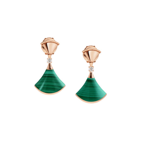 [Pearl Jewelrys]DREAM MALACHITE PINK GOLD EARRINGS