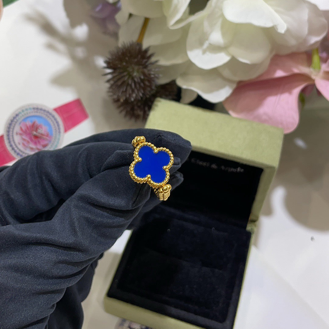 [Pearl Jewelrys]CLOVER RIVERSIBLE BLUE AGATE RING