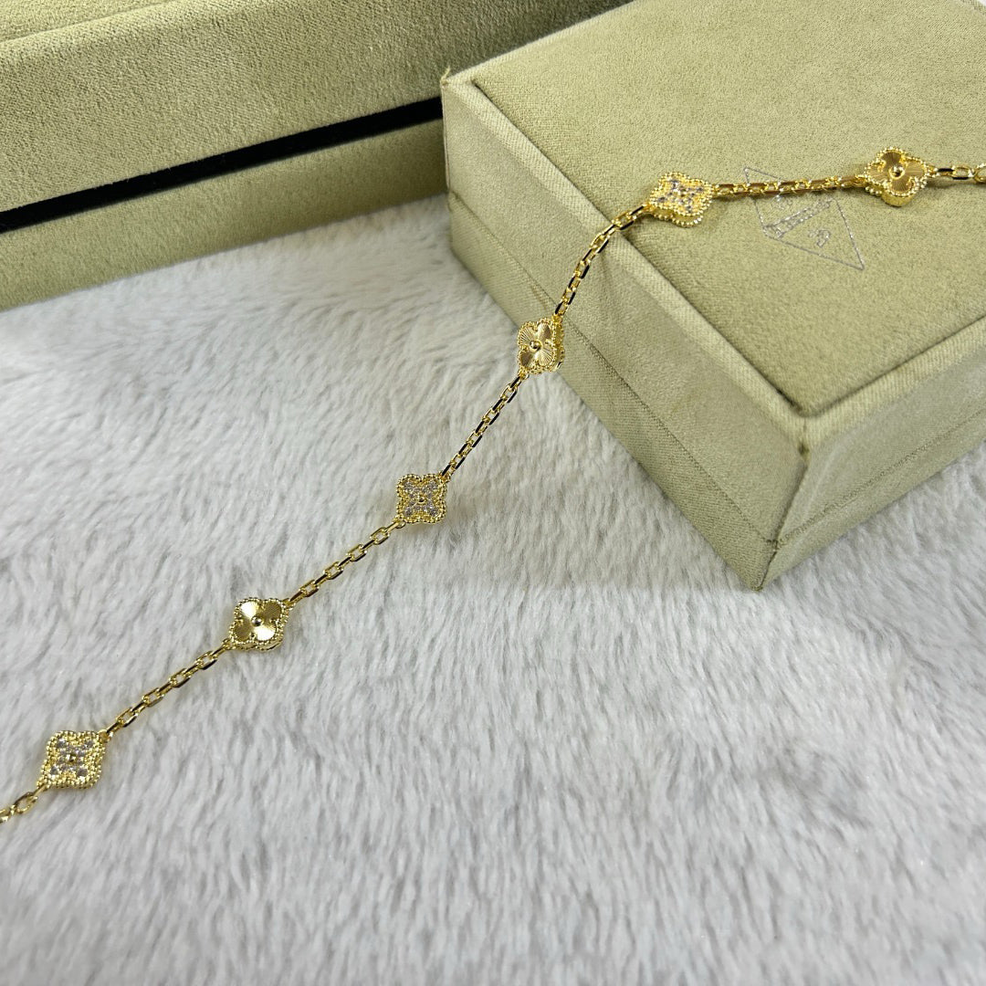 [Pearl Jewelrys]CLOVER 6 MOTIF DIAMOND LASER BRACELET