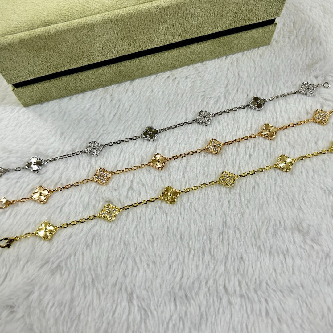 [Pearl Jewelrys]CLOVER 6 MOTIF DIAMOND LASER BRACELET