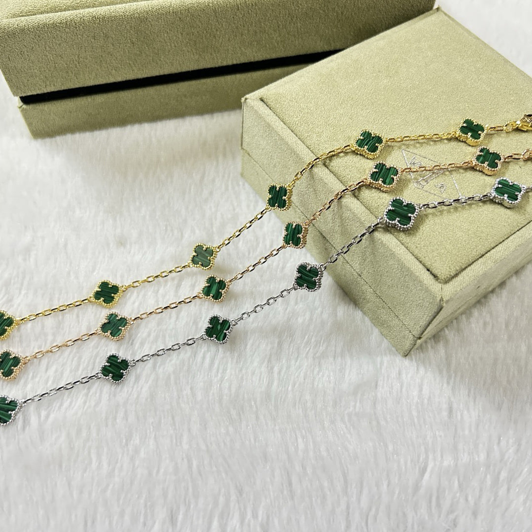 [Pearl Jewelrys]CLOVER 6 MOTIF MALACHITE BRACELET