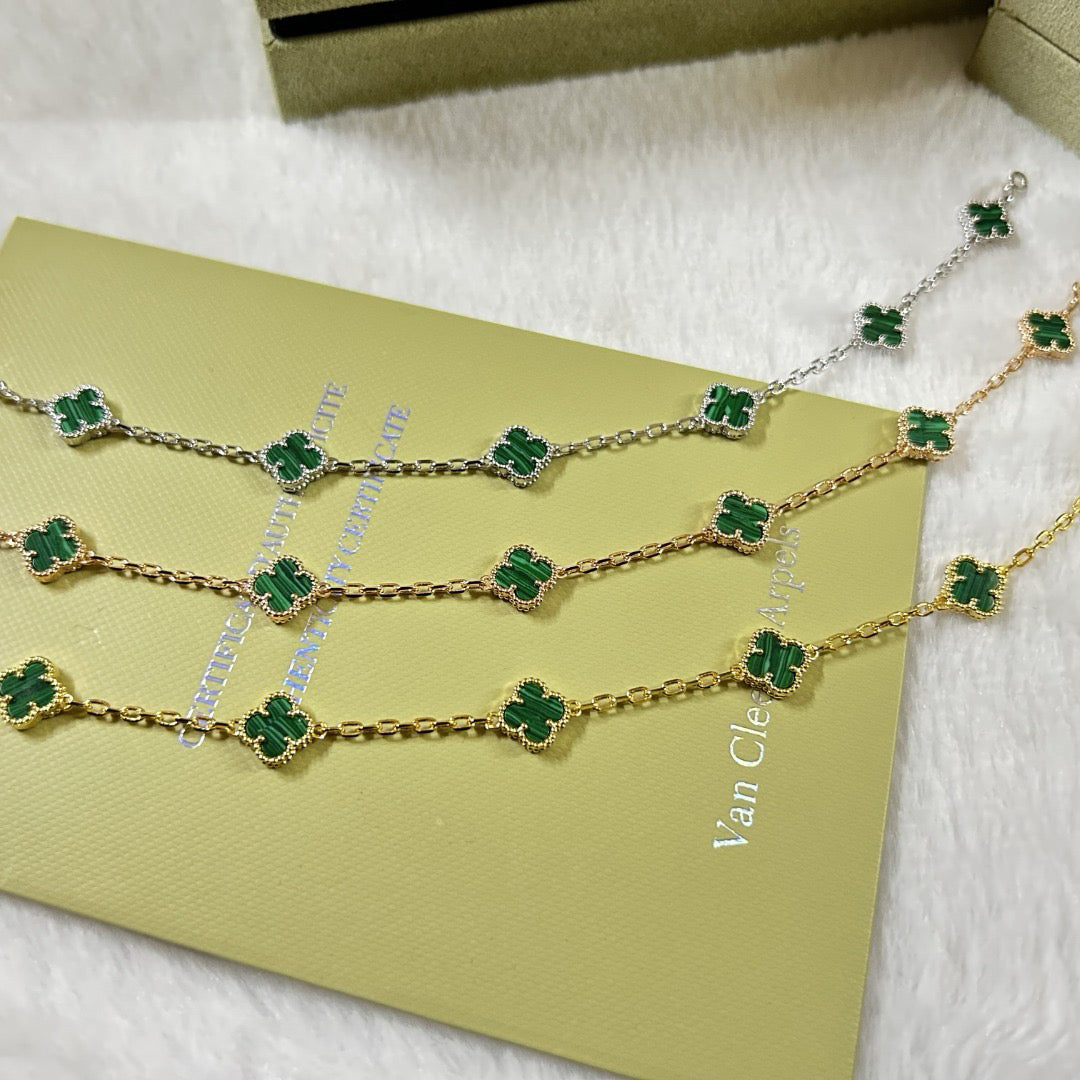 [Pearl Jewelrys]CLOVER 6 MOTIF MALACHITE BRACELET