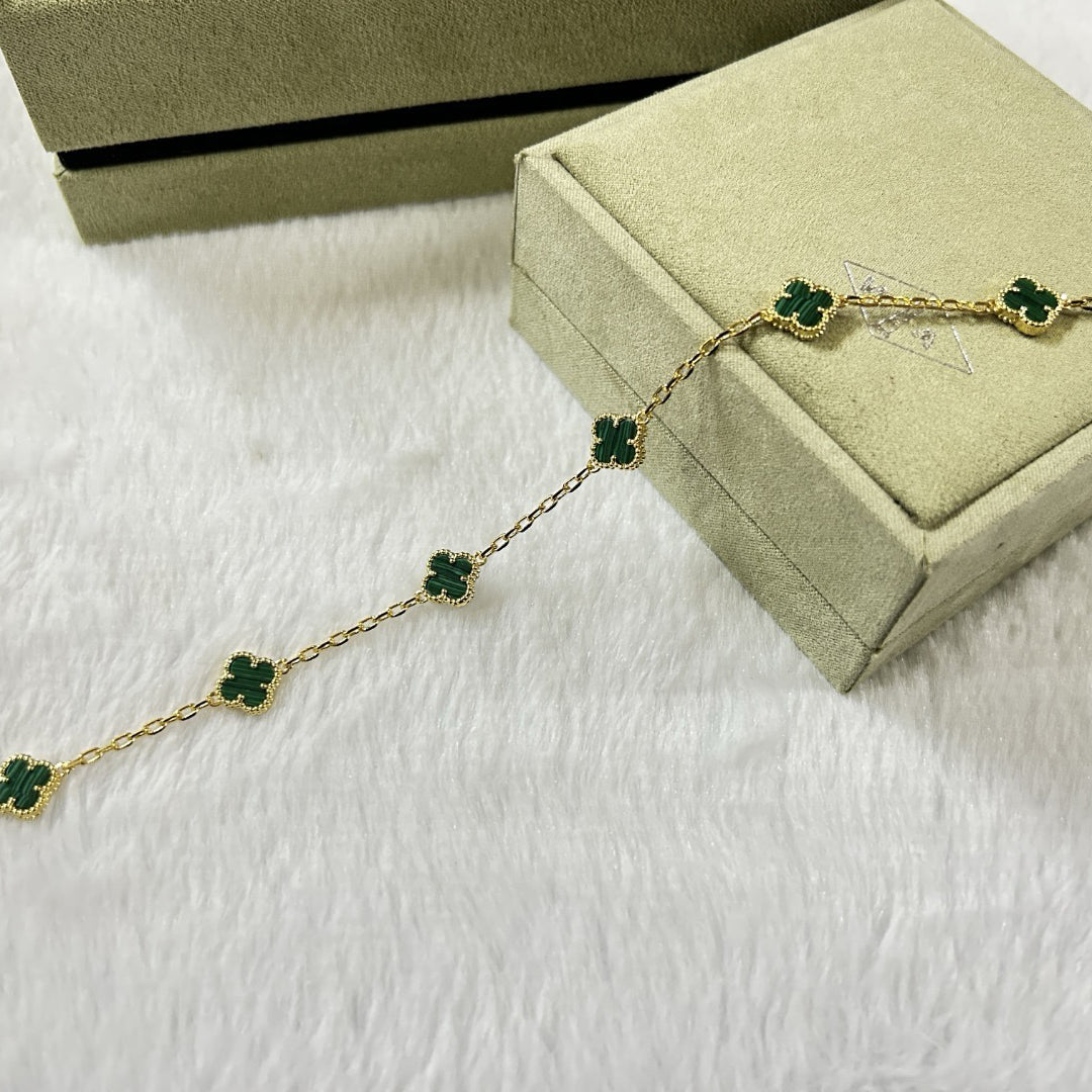[Pearl Jewelrys]CLOVER 6 MOTIF MALACHITE BRACELET