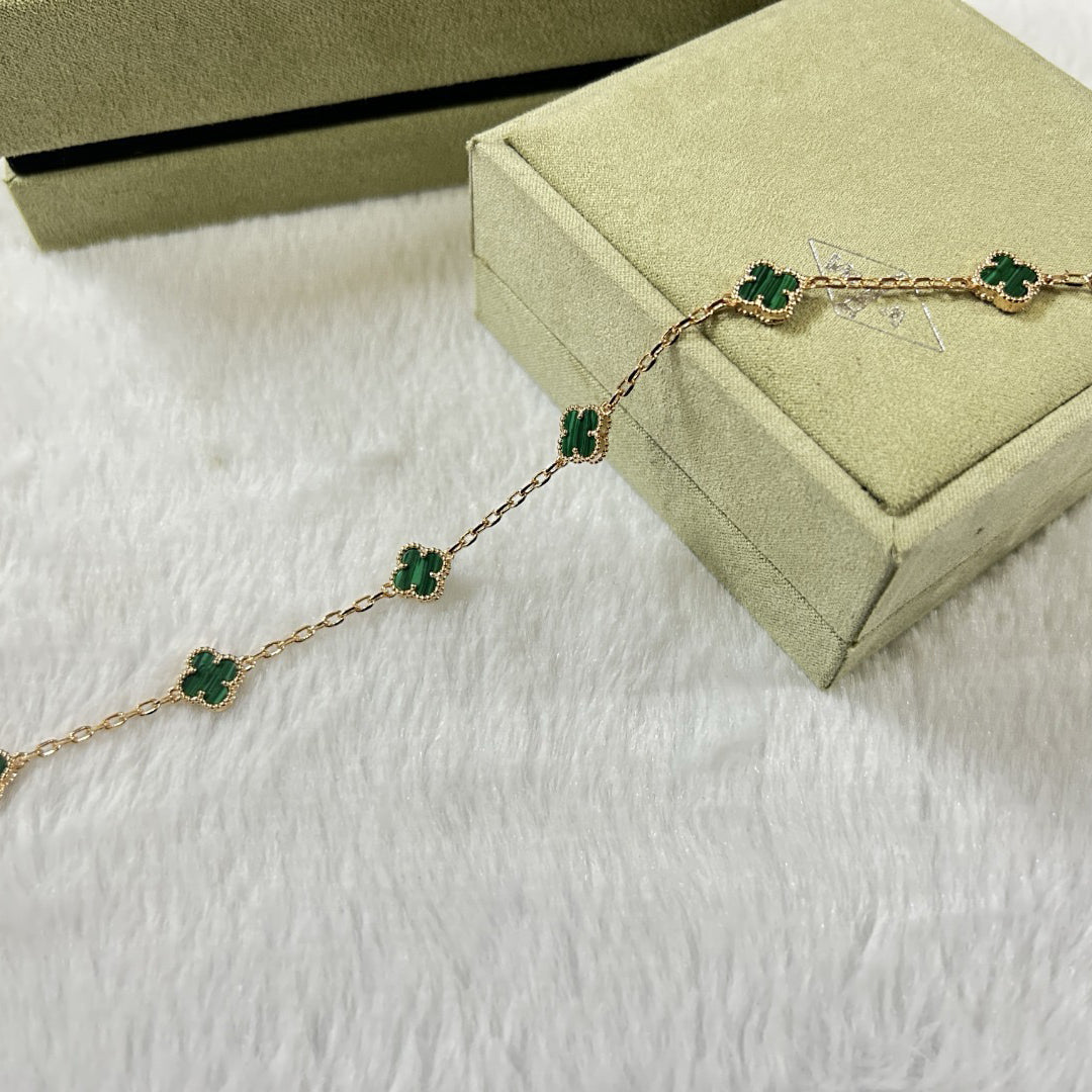[Pearl Jewelrys]CLOVER 6 MOTIF MALACHITE BRACELET