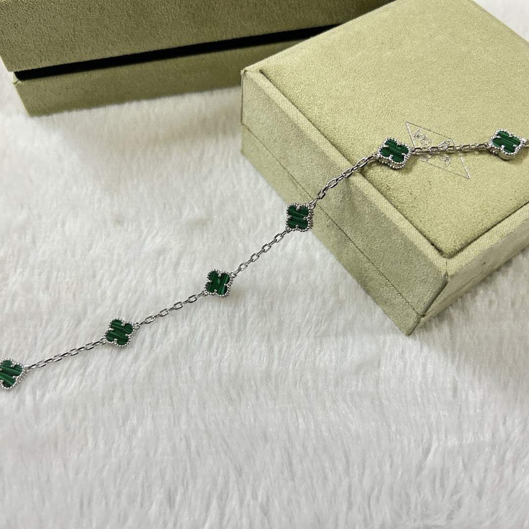 [Pearl Jewelrys]CLOVER 6 MOTIF MALACHITE BRACELET