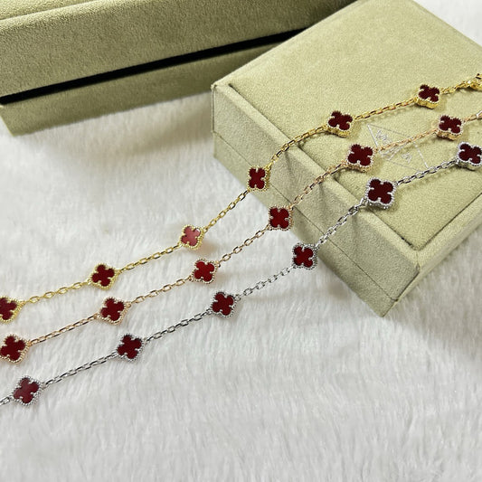 [Pearl Jewelrys]CLOVER 6 MOTIF RED AGATE BRACELET