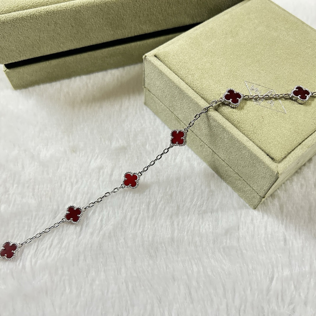 [Pearl Jewelrys]CLOVER 6 MOTIF RED AGATE BRACELET