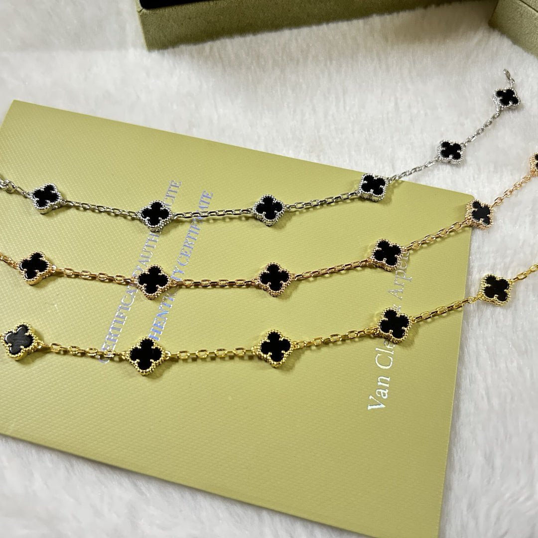 [Pearl Jewelrys]CLOVER 6 MOTIF  ONYXS BRACELET