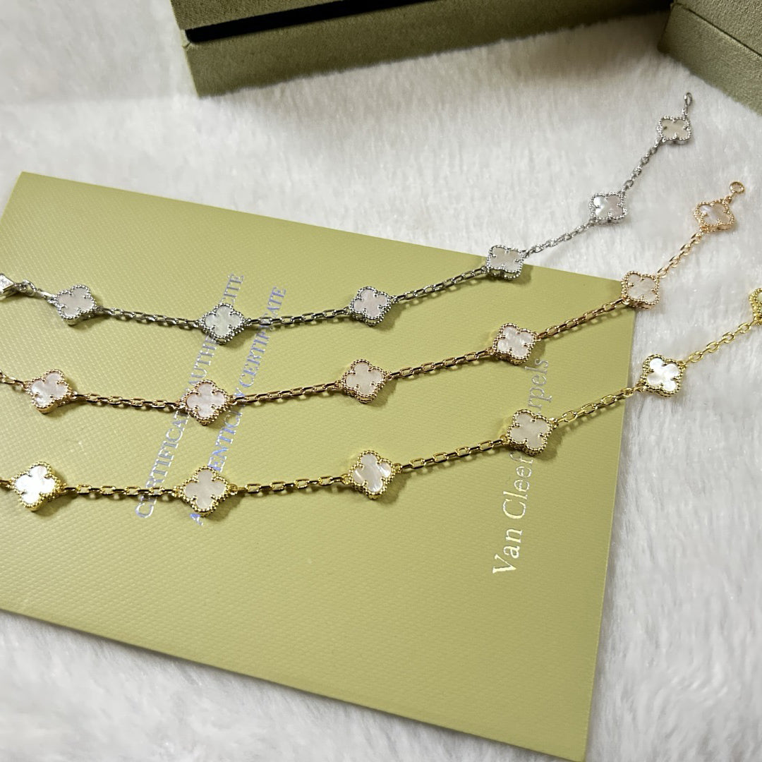 [Pearl Jewelrys]CLOVER 6 MOTIF WHITE MOP BRACELET