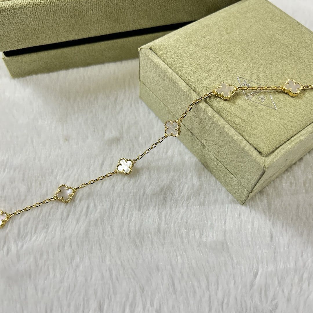 [Pearl Jewelrys]CLOVER 6 MOTIF WHITE MOP BRACELET