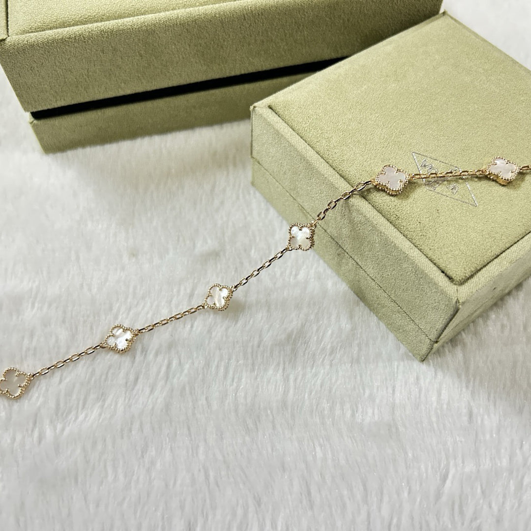 [Pearl Jewelrys]CLOVER 6 MOTIF WHITE MOP BRACELET