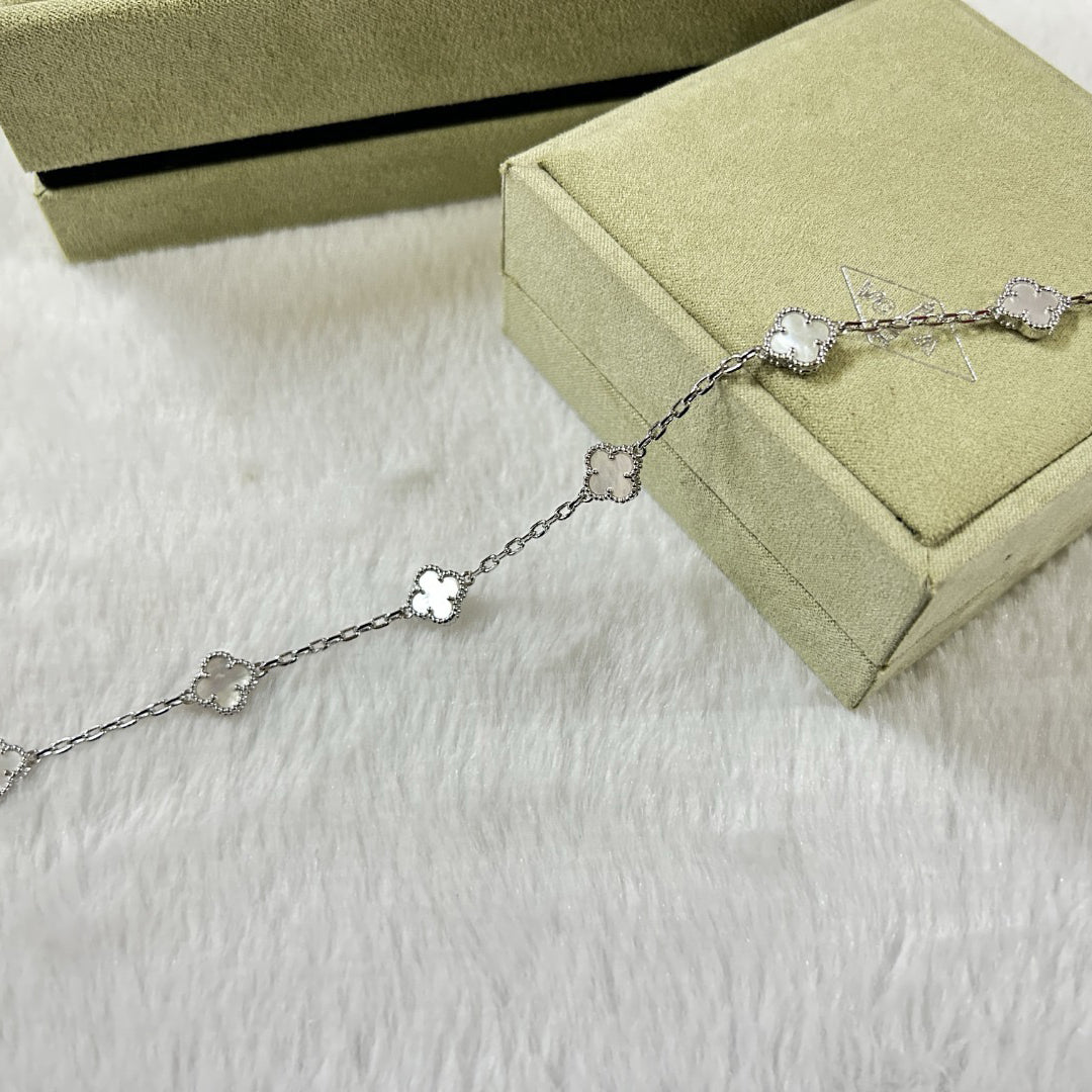 [Pearl Jewelrys]CLOVER 6 MOTIF WHITE MOP BRACELET