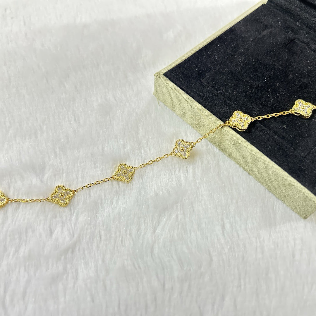 [Pearl Jewelrys]CLOVER 6 MOTIF DIAMOND BRACELET