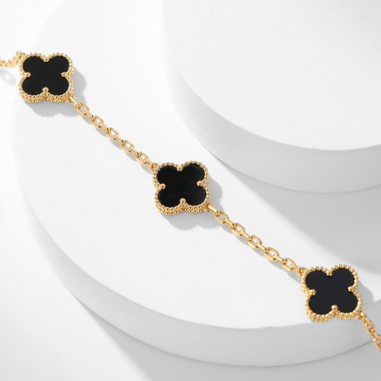 [Pearl Jewelrys]CLOVERS THE 10-MOTIFS ONYX NECKLACE