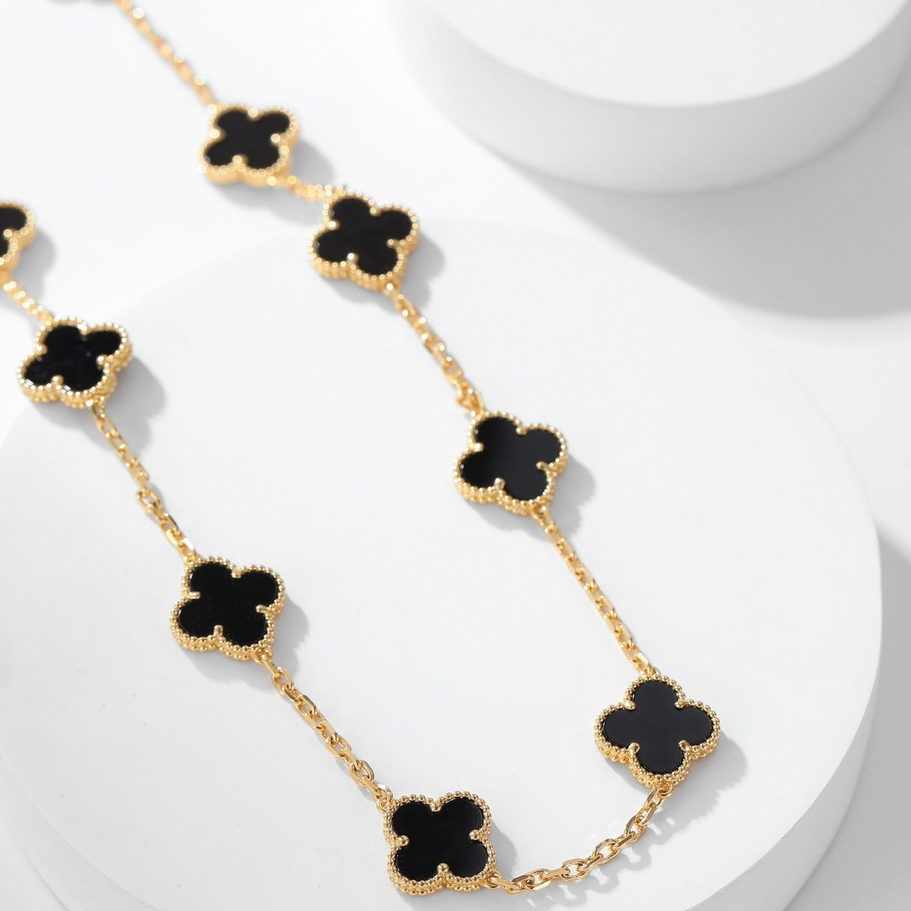 [Pearl Jewelrys]CLOVERS THE 10-MOTIFS ONYX NECKLACE