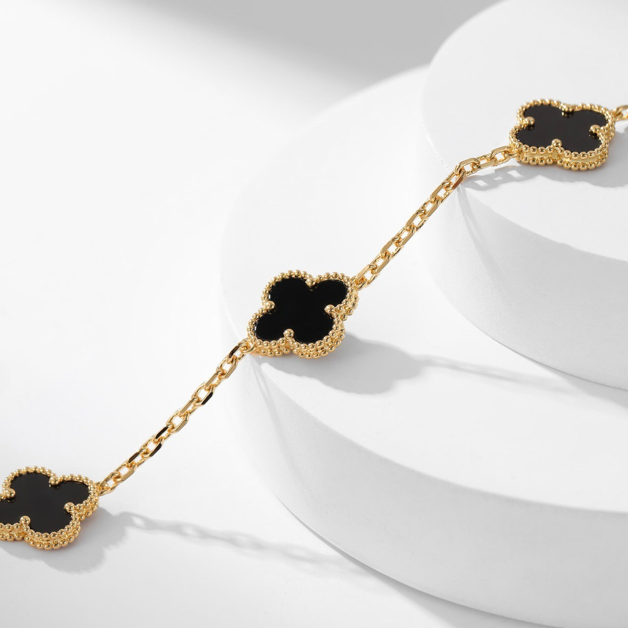[Pearl Jewelrys]CLOVERS THE 10-MOTIFS ONYX NECKLACE