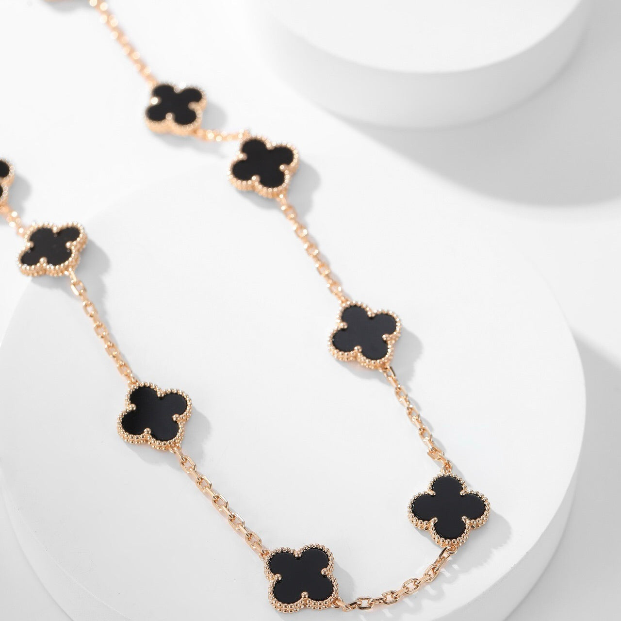 [Pearl Jewelrys]CLOVERS THE 10-MOTIFS ONYX NECKLACE