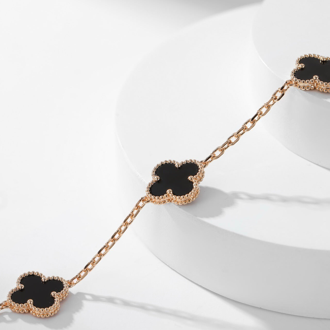 [Pearl Jewelrys]CLOVERS THE 10-MOTIFS ONYX NECKLACE
