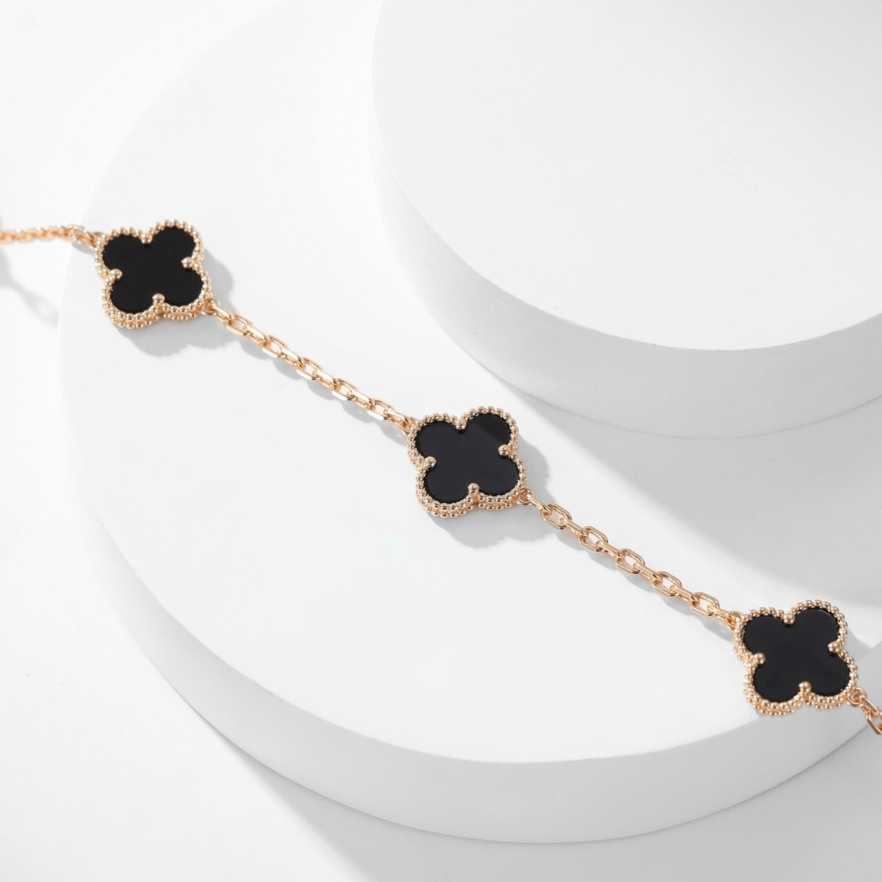[Pearl Jewelrys]CLOVERS THE 10-MOTIFS ONYX NECKLACE