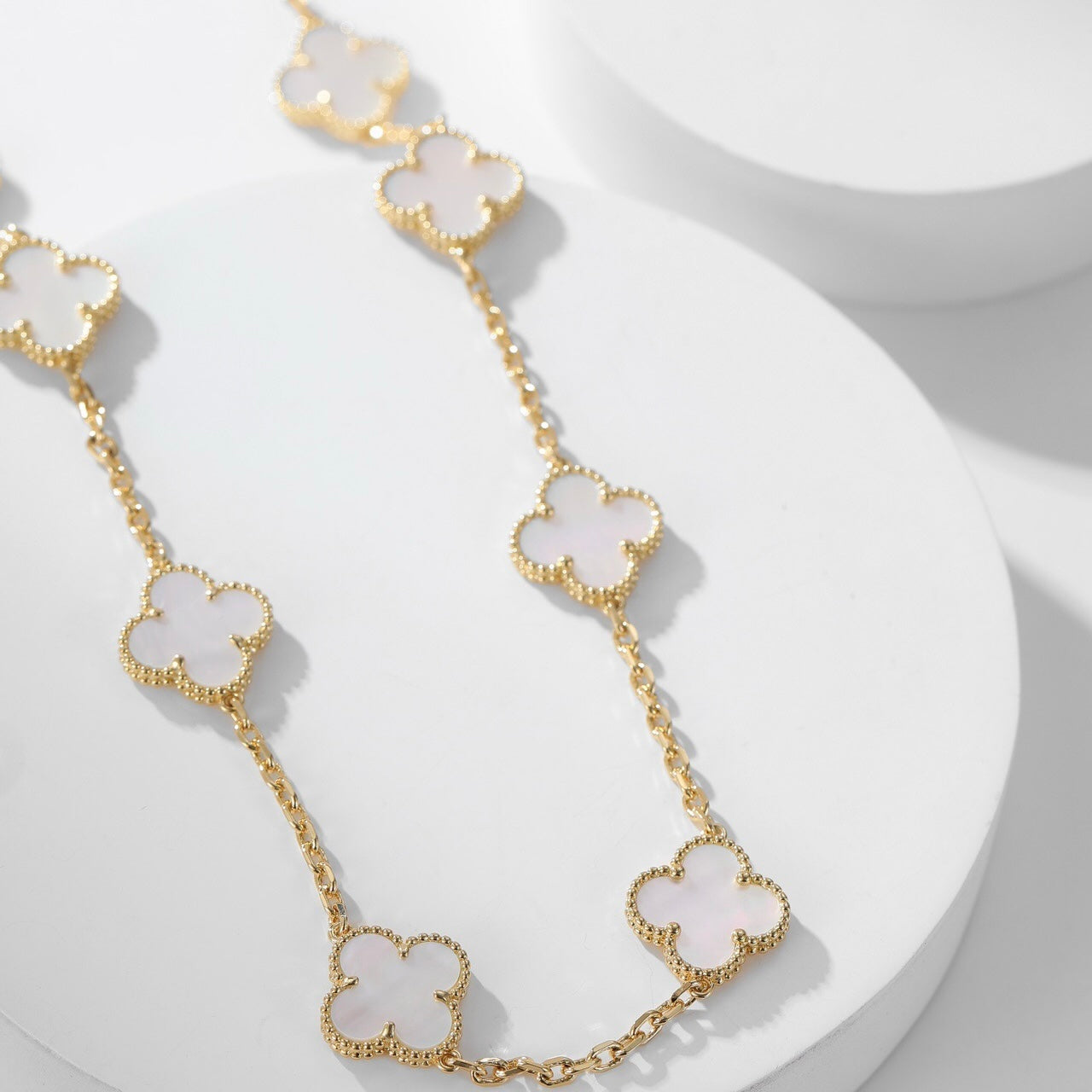 [Pearl Jewelrys]CLOVERS THE 10-MOTIFS WHITE MOTHER OF PEARL NECKLACE