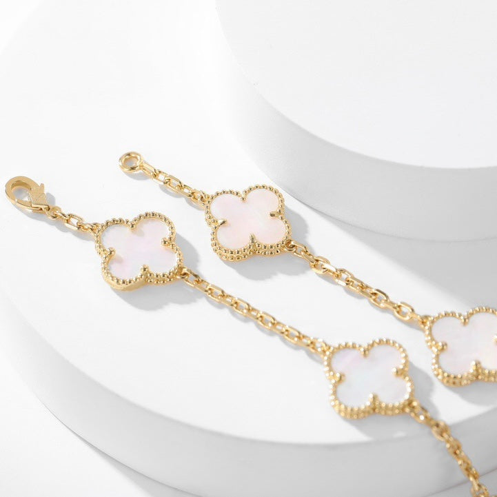 [Pearl Jewelrys]CLOVERS THE 10-MOTIFS WHITE MOTHER OF PEARL NECKLACE