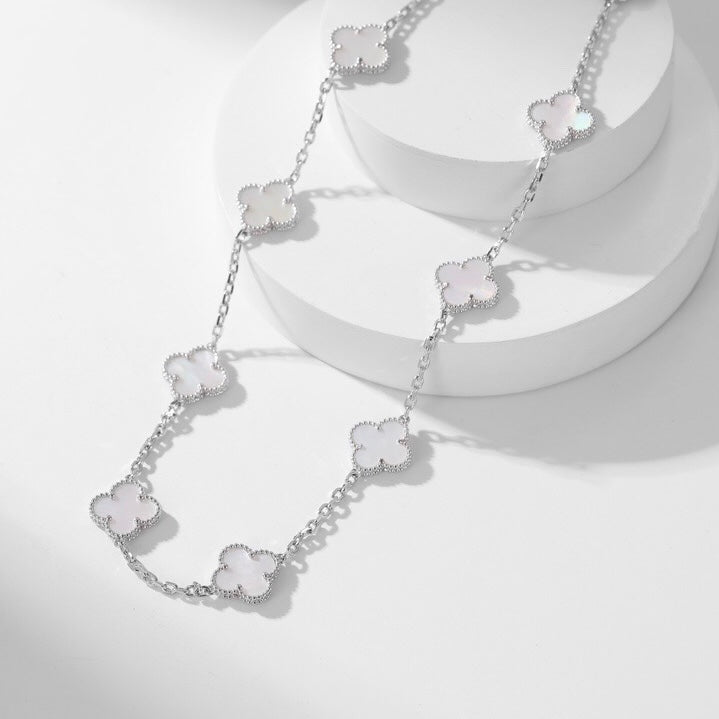 [Pearl Jewelrys]CLOVERS THE 10-MOTIFS WHITE MOTHER OF PEARL NECKLACE