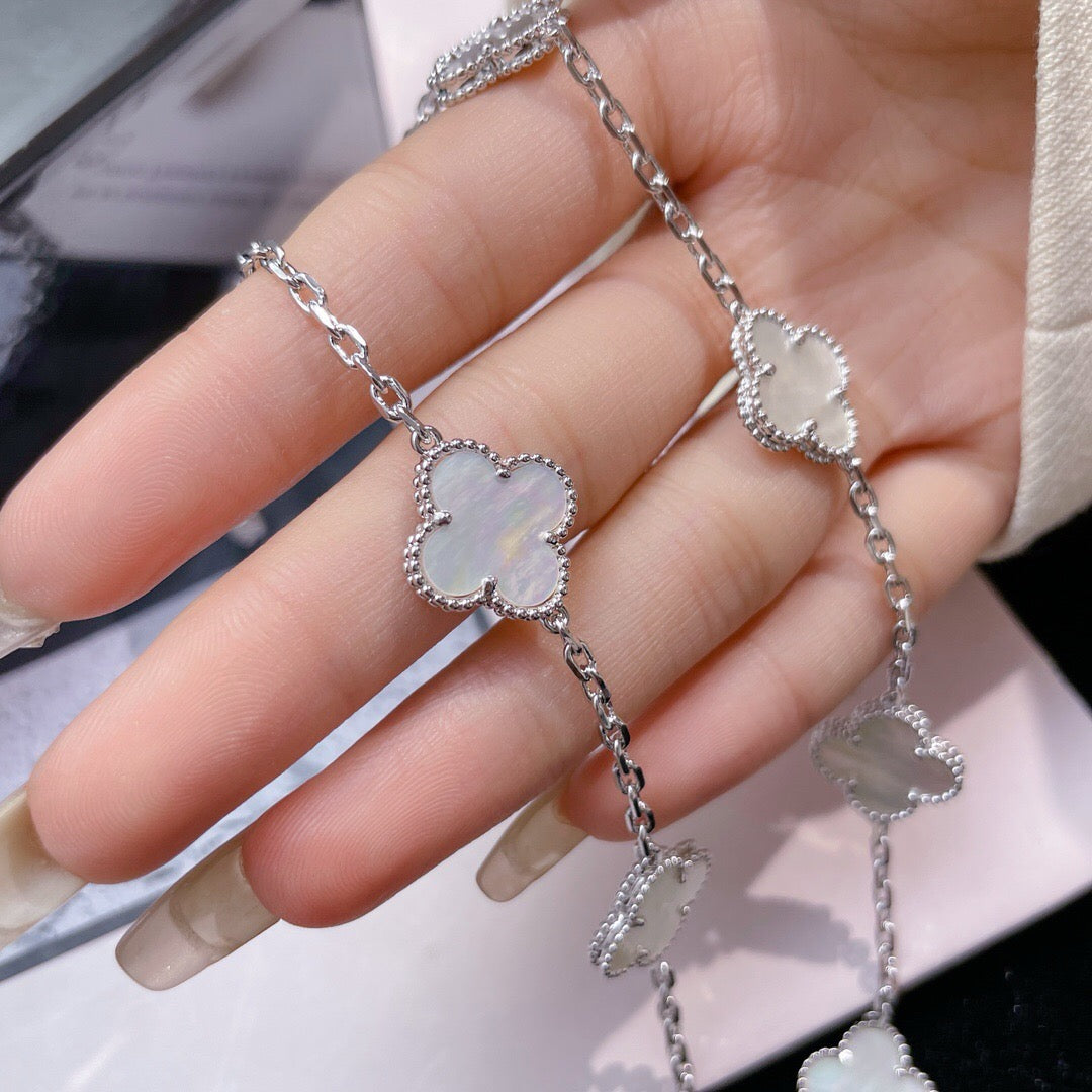 [Pearl Jewelrys]CLOVERS THE 10-MOTIFS WHITE MOTHER OF PEARL NECKLACE