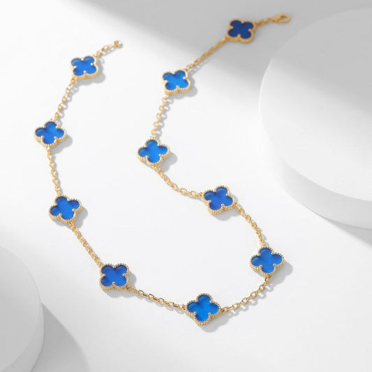 [Pearl Jewelrys]CLOVERS THE 10-MOTIFS BLUE AGATE NECKLACE