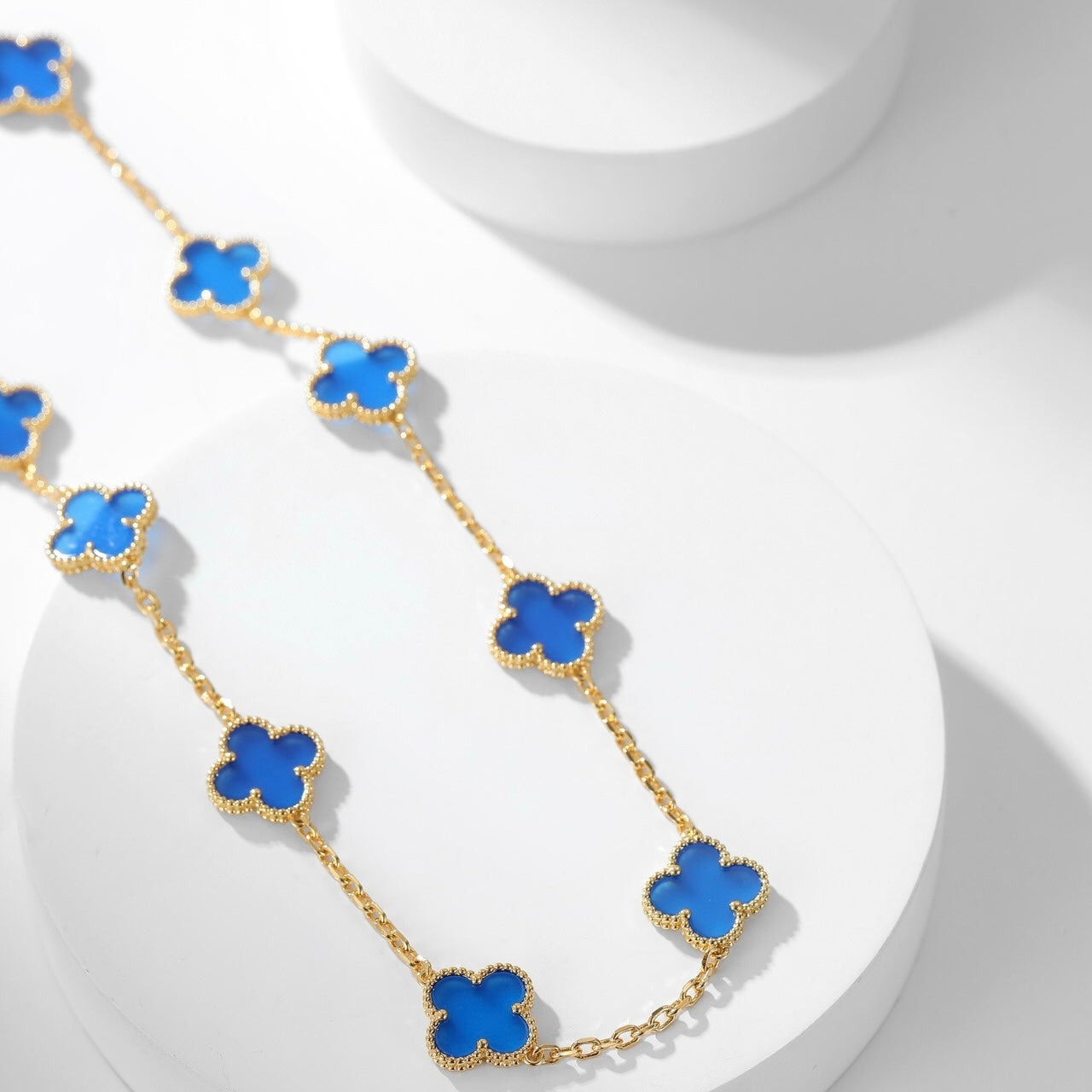 [Pearl Jewelrys]CLOVERS THE 10-MOTIFS BLUE AGATE NECKLACE