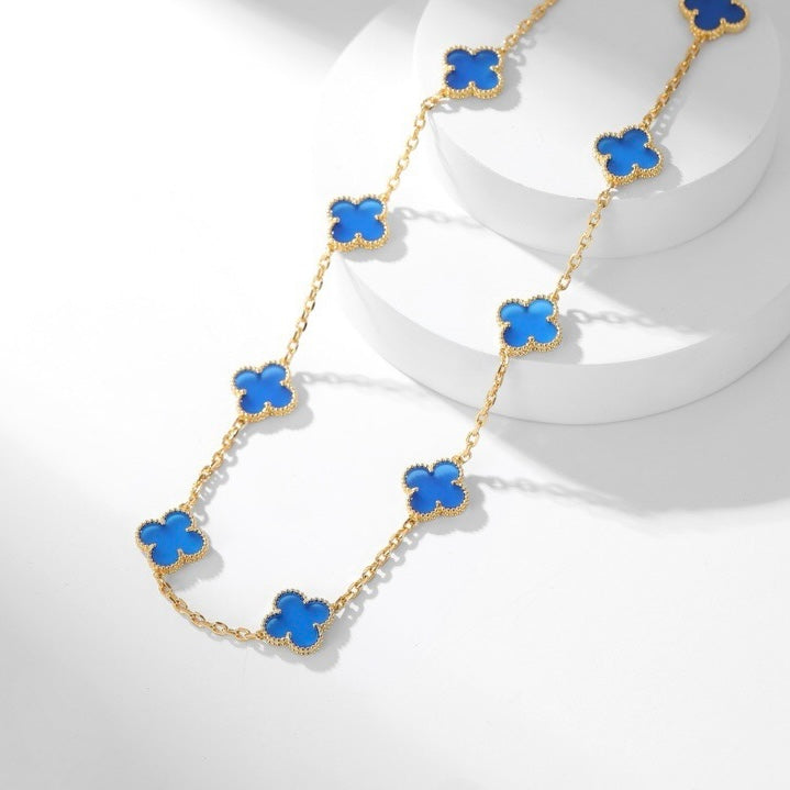 [Pearl Jewelrys]CLOVERS THE 10-MOTIFS BLUE AGATE NECKLACE