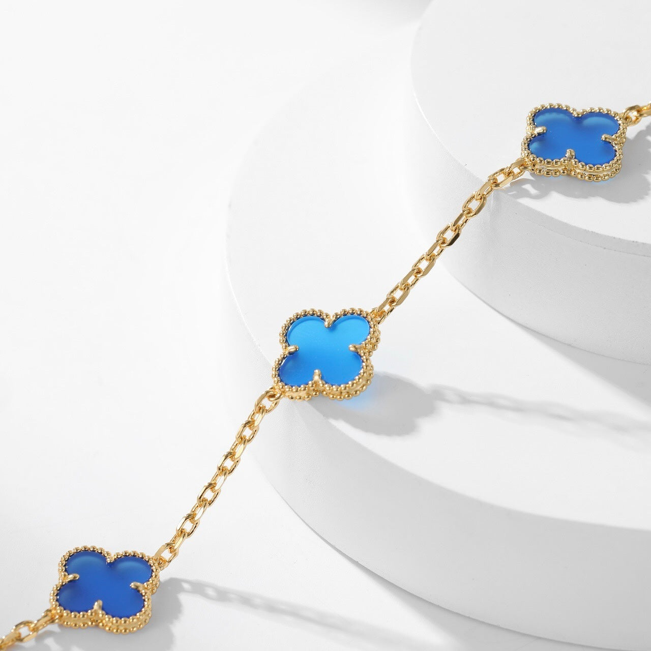 [Pearl Jewelrys]CLOVERS THE 10-MOTIFS BLUE AGATE NECKLACE