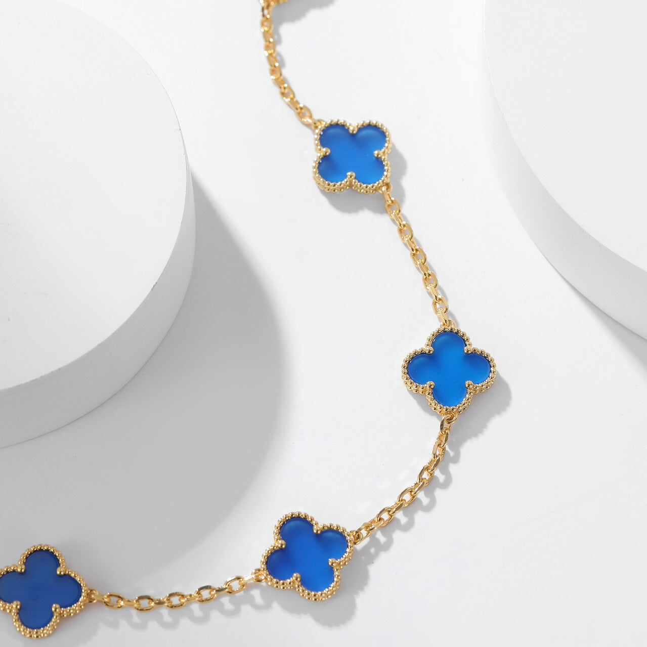 [Pearl Jewelrys]CLOVERS THE 10-MOTIFS BLUE AGATE NECKLACE