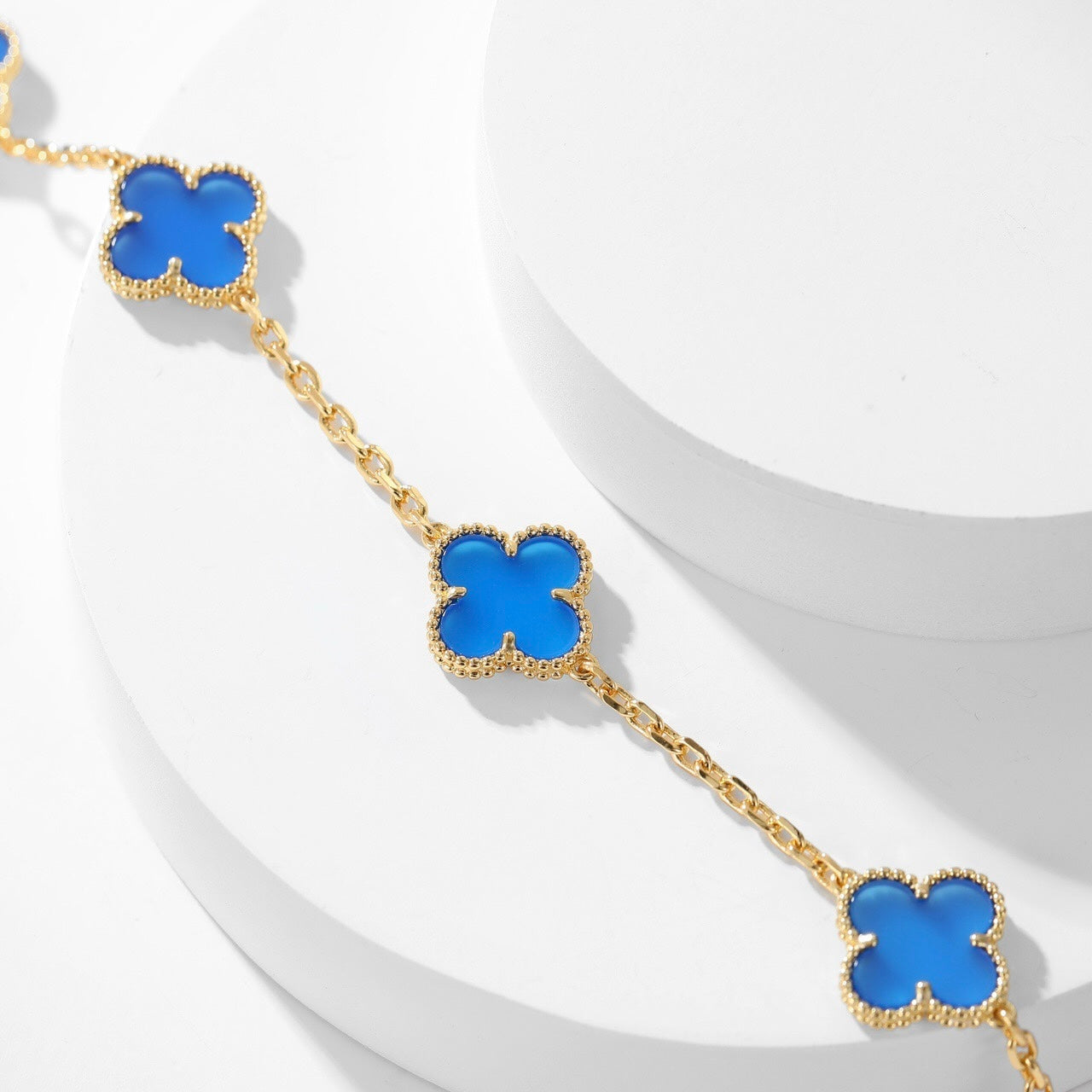 [Pearl Jewelrys]CLOVERS THE 10-MOTIFS BLUE AGATE NECKLACE