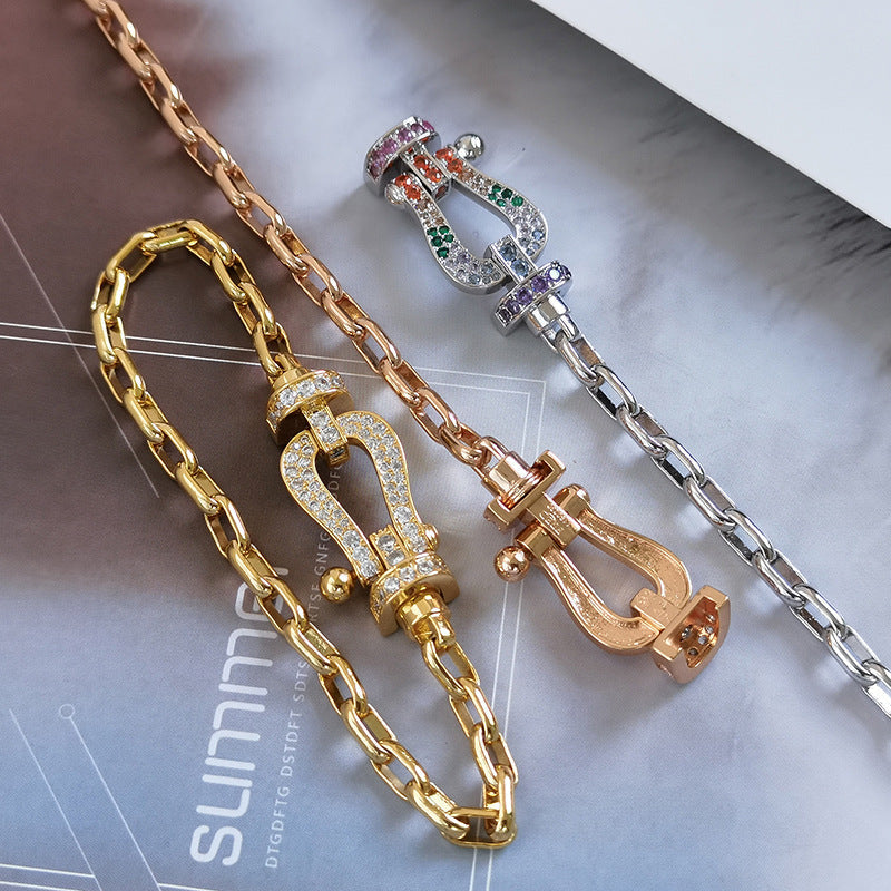 [Pearl Jewelrys]FORCE LARGE HORSESHOE CLASP  METAL BRACELET