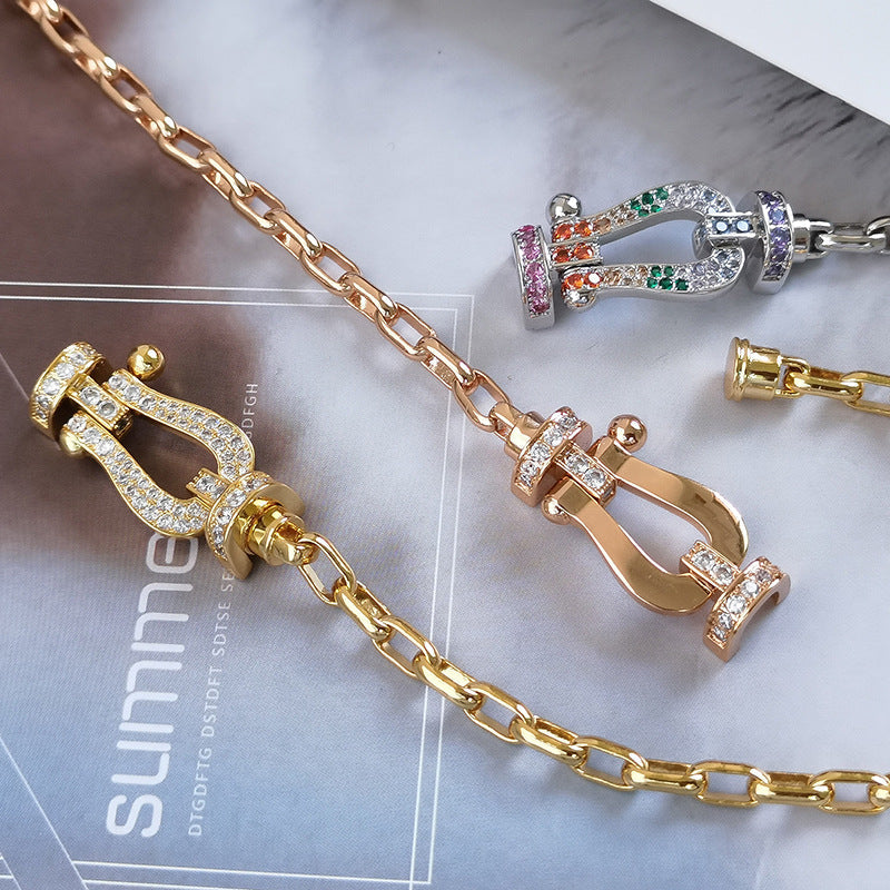 [Pearl Jewelrys]FORCE LARGE HORSESHOE CLASP  METAL BRACELET