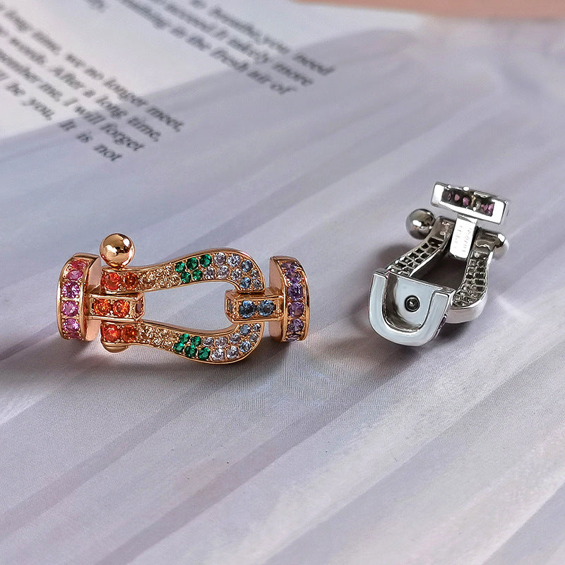 [Pearl Jewelrys]FORC LARGE HORSESHOE  COLORED DIAMOND BRACELET SILVER