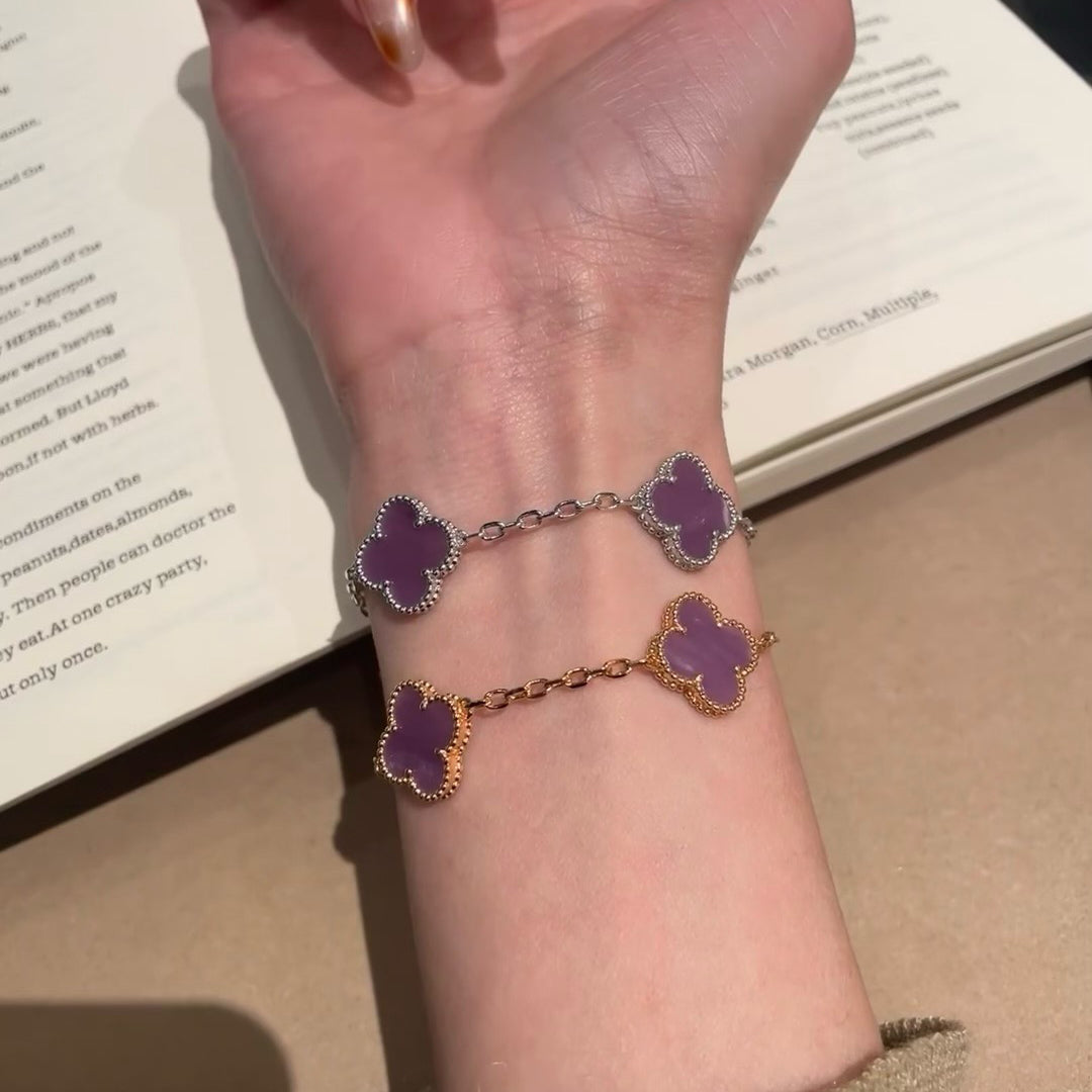 [Pearl Jewelrys]CLOVER  5 MOTIFS  PURPLE VIOLET BRACELET