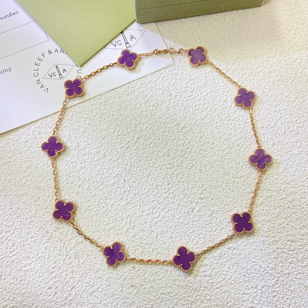 [Pearl Jewelrys]CLOVER 10 MOTIFS  PURPLE VIOLET  NECKLACE