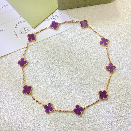 [Pearl Jewelrys]CLOVER 10 MOTIFS  PURPLE VIOLET  NECKLACE