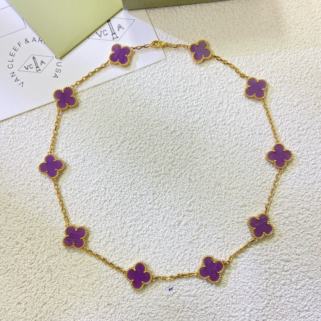 [Pearl Jewelrys]CLOVER 10 MOTIFS  PURPLE VIOLET  NECKLACE