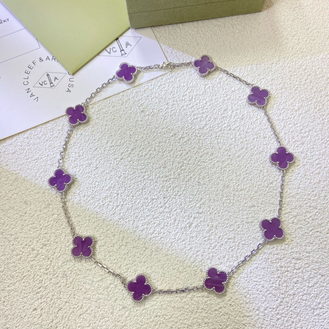 [Pearl Jewelrys]CLOVER 10 MOTIFS  PURPLE VIOLET  NECKLACE
