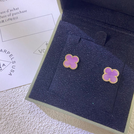 [Pearl Jewelrys]CLOVER MINI 9.5MM  PURPLE VIOLET EARRINGS