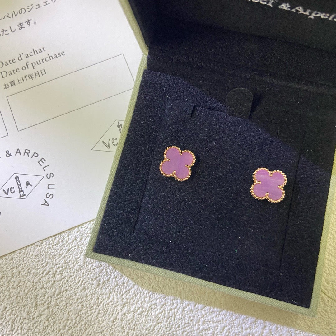 [Pearl Jewelrys]CLOVER MINI 9.5MM  PURPLE VIOLET EARRINGS