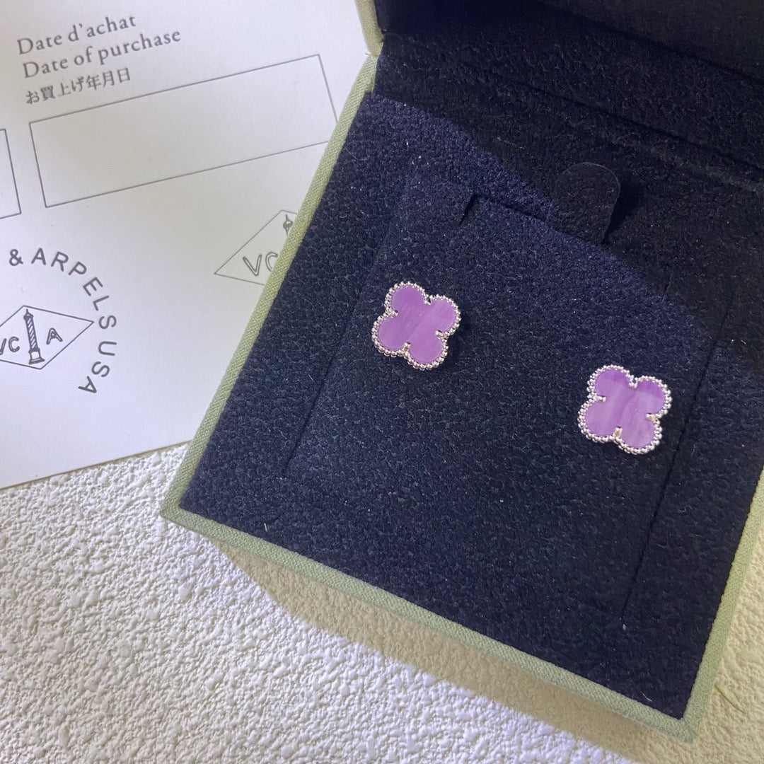 [Pearl Jewelrys]CLOVER MINI 9.5MM  PURPLE VIOLET EARRINGS