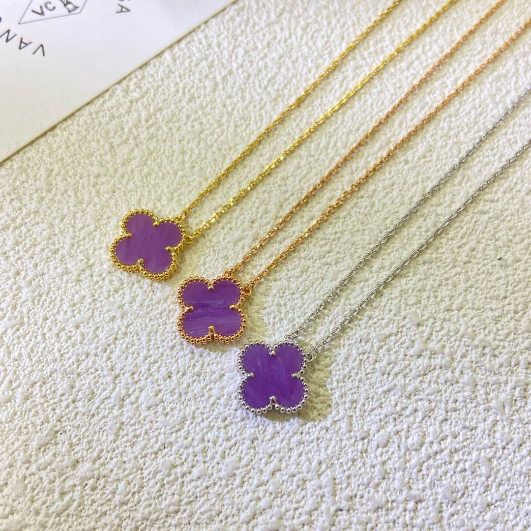 [Pearl Jewelrys]CLOVER 15MM  PURPLE VIOLET NECKLACE